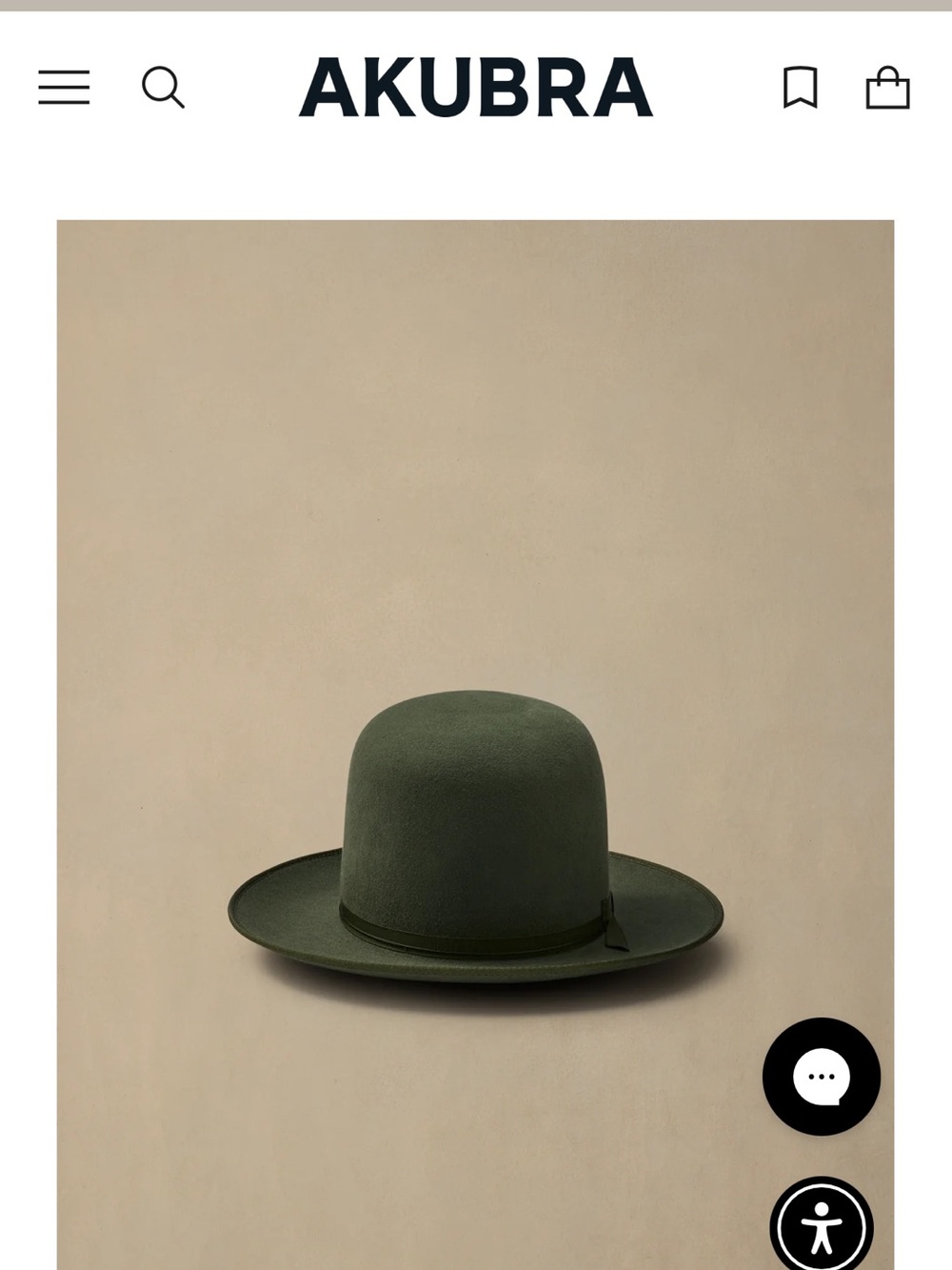 Akubra  Campdraft Olive Green Felt Bowler Hat with Ribbon Band - Picture 8 of 12